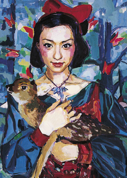 Sheng Tianhong, ‘Young Asian Lady Hugging Deer’, 2010