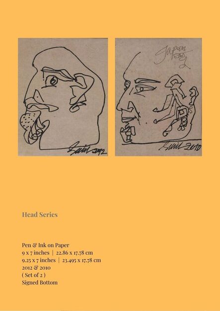 Sunil Das, ‘Head Series, Pen & Ink on Paper (Set of 2) by Modern Indian Artist “In Stock”’, 2010-2012