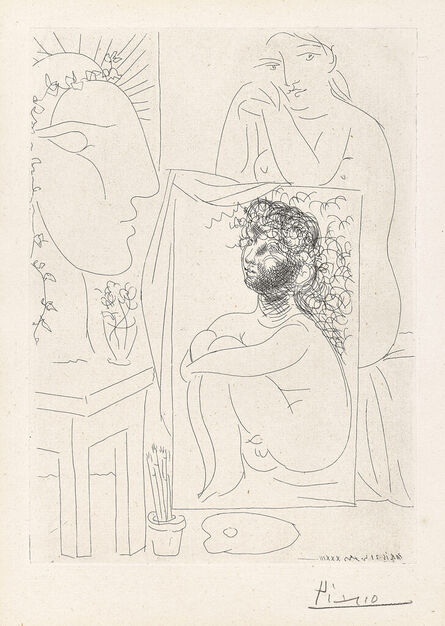 Pablo Picasso, ‘Modèle accoudé sur un tableau (Model Leaning on a Table), plate 43 from La Suite Vollard (Bl. 151, Ba. 303)’, 1933