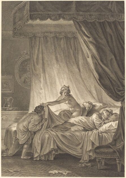 Charles Louis Lingée after Jean-Honoré Fragonard, ‘Joconde: Le lit’