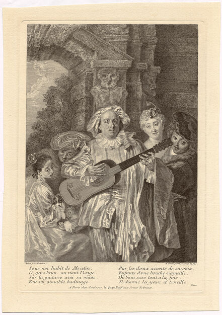 HENRY SIMON THOMASSIN, ‘Sous un habit de Mezetin. After A. Watteau’, ca. 1720