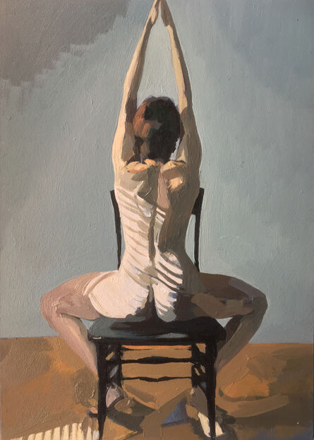 Ingrid Capozzoli Flinn, ‘Nude Seated in Chair with Striped Shadow’, 2016