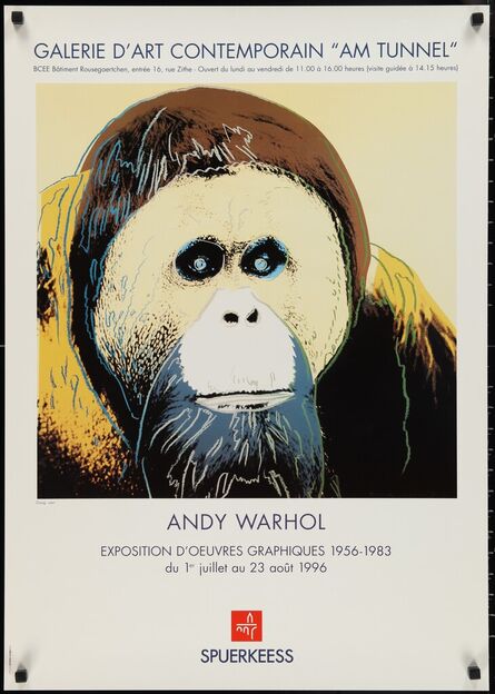 Andy Warhol, ‘Orangutan by Andy Warhol for Am Tunnel in Luxembourg, (Black Magnets in the corners of the poster are for photography only and not on the original poster), FREE DOMESTIC SHIPPING’, 1996