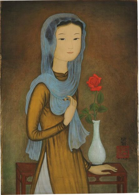 Mai Trung Thứ, ‘La Rose Rouge (J. femme à l’écharpe) [The Red Rose (Young Lady with Scarf)]’, 1959