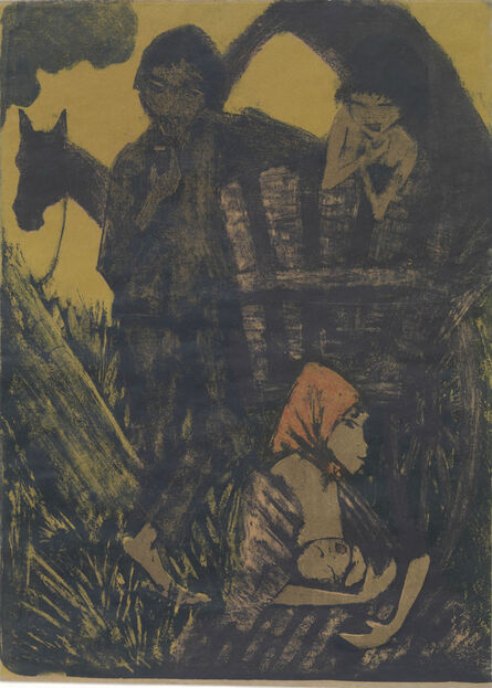 Otto Mueller, ‘Zigeunerfamilie am Planwagen’, 1927