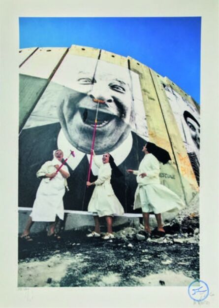 JR, ‘28 Millimètres, Face 2 Face, Nuns in action, separation wall, security fence, Palestinian side, Bethlehem’, 2007