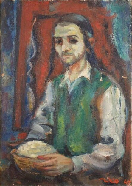 Eliyahu Sigard, ‘Young Religious Man 1947 Palestine, Israeli Judaica Painting’, 1940-1949