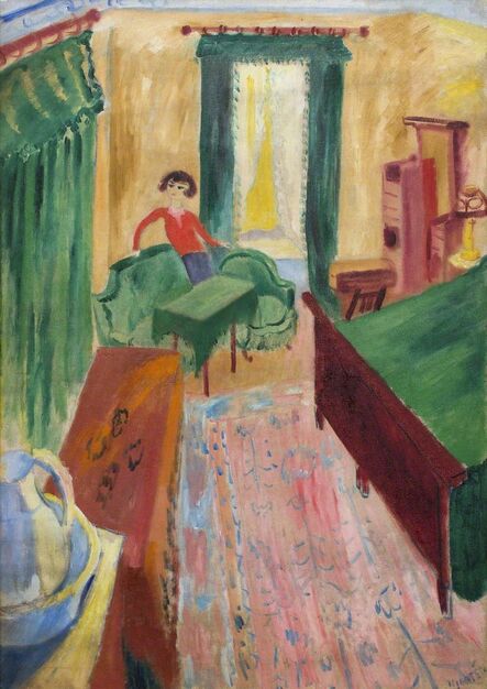 Sigrid Maria Hjertén, ‘Interiör - Ivan i gröna soffan’, 1915