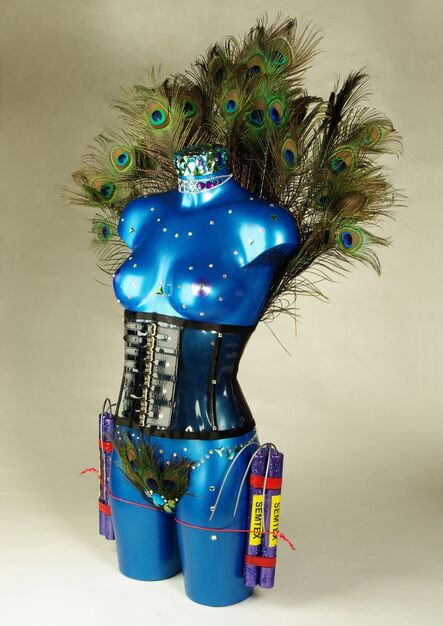 Laila Shawa, ‘Disposable Bodies 5, Paradise Now  Plastic, rhinestones, Swarovski crystals, Peacock feathers and wire, height 88 cm.  ’, 2012