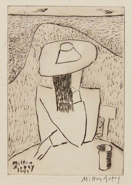 Milton Avery, ‘March at a Table (March on Terrace), from Laurels Portfolio, No. 4’, 1948