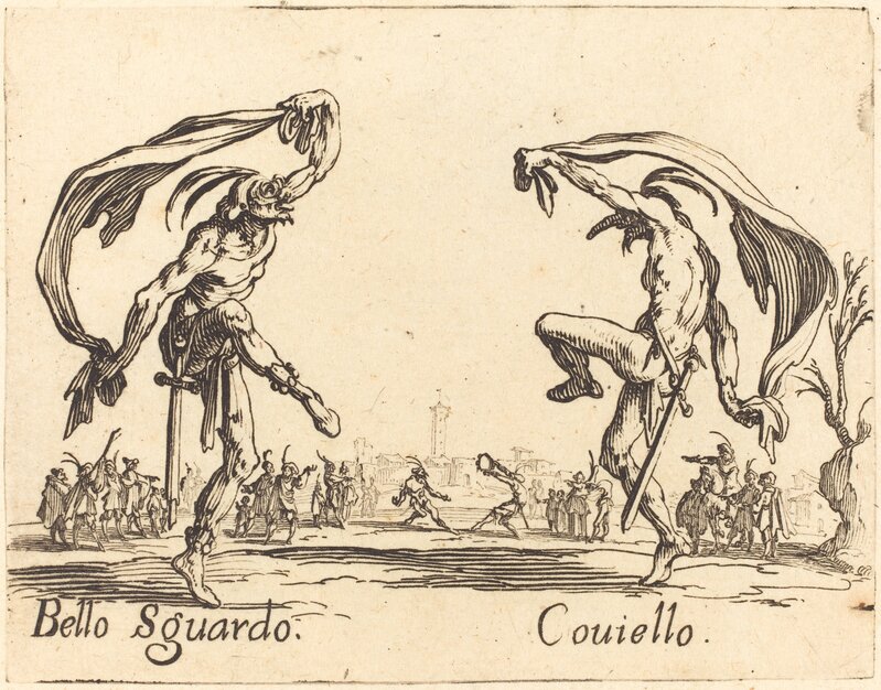 Jacques Callot, ‘Bello Sguardo and Coviello’, ca. 1622, Print, Etching, National Gallery of Art, Washington, D.C.