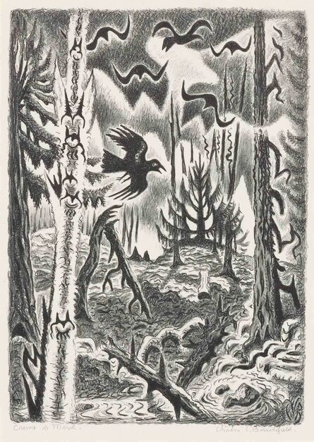 Charles Ephraim Burchfield, ‘Crows In March (P. 192)’, 1951