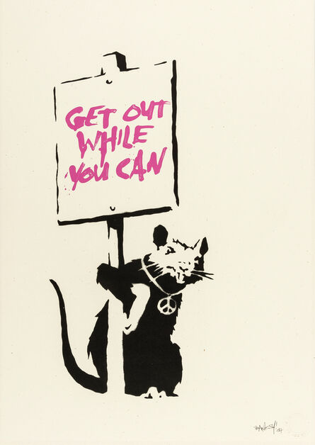Banksy, ‘Get Out While You Can (Pink) (Signed)’, 2004