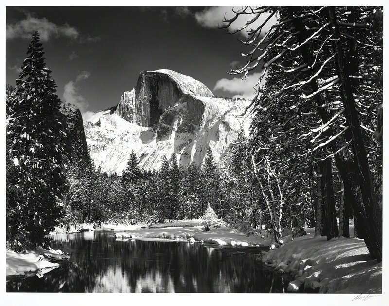 Ansel Adams, ‘Half Dome, Merced River, Winter, Yosemite Valley, California’, 1932, Photography, Gelatin silver print, Doyle
