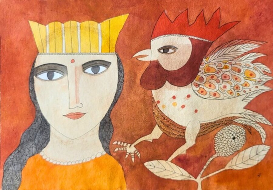 The Cockerel, Water colour on Paper