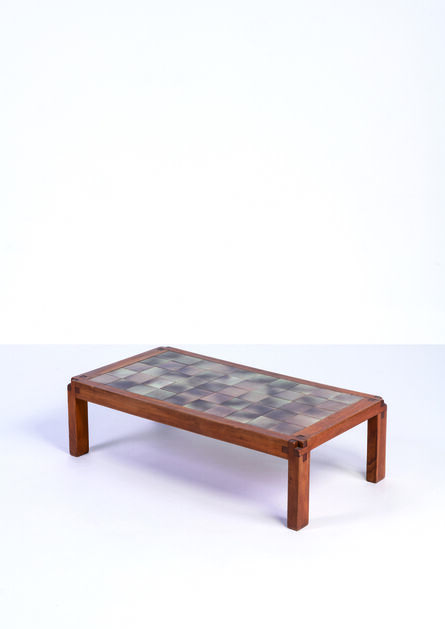 Pierre Chapo, ‘T18 coffee table in enamelled lava and elm’, vers1960