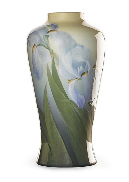 Carl Schmidt, ‘Exceptional and large Iris Glaze vase with purple irises (uncrazed), Cincinnati, OH’, 1904