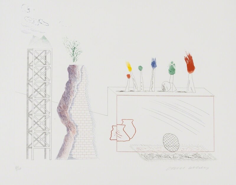 David Hockney, ‘A Tune (S.A.C 180)’, 1976-77, Print, Etching with aquatint printed in colours, Forum Auctions