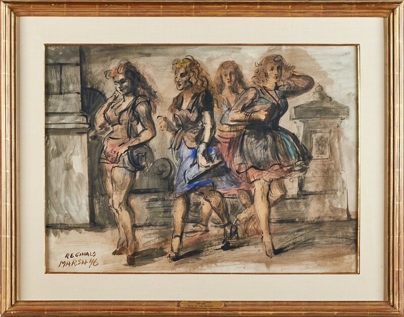 Reginald Marsh, ‘Girls in the Street’, 1946, Drawing, Collage or other Work on Paper, Tempera on paper (framed), Rago/Wright/LAMA/Toomey & Co.