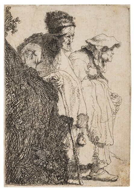 Rembrandt van Rijn, ‘Beggar Man and Woman behind a Bank’, circa 1630
