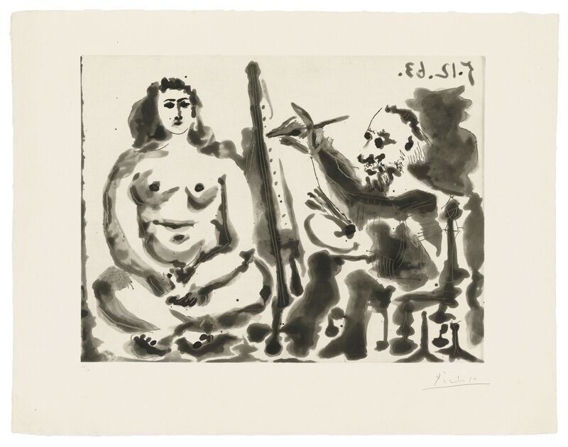 Pablo Picasso, ‘Peintre et modèle IV’, 1963, Print, Aquatint and drypoint on Richard de Bas wove paper, Christie's