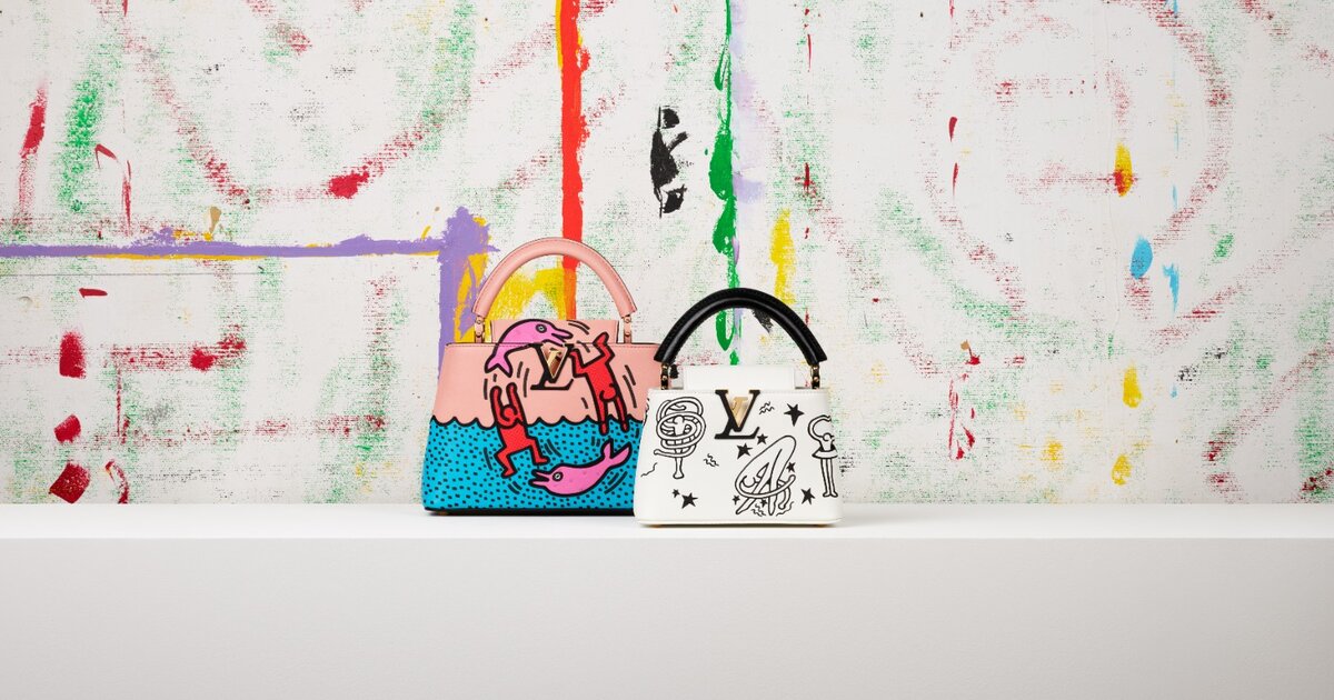 Image accompanying source report: Haring's dancing figures land on Louis Vuitton's Capucines bags