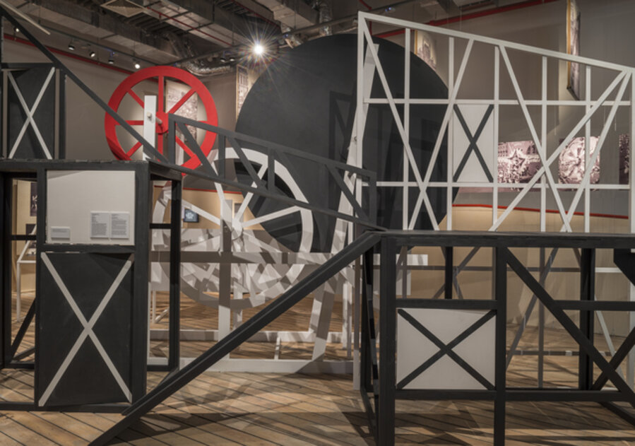 Reconstruction of the theatrical structure designed by Lubov Popova for "The Magnanimous Cuckold, Moscow," 1922