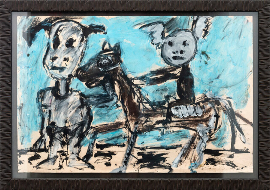 Don Quixote - figurative, contemporary, dystopian, acrylic on paper