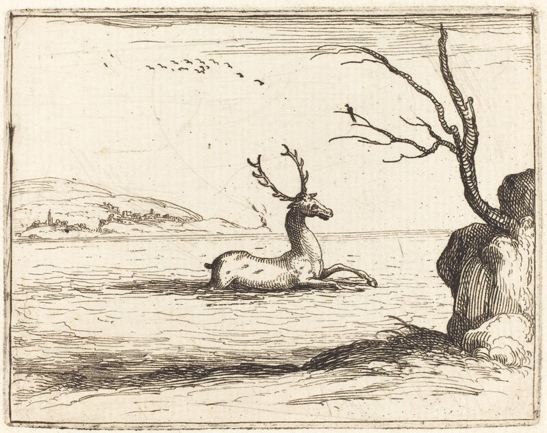 Jacques Callot, ‘Stag in the Water’, 1628, Print, Etching, National Gallery of Art, Washington, D.C.
