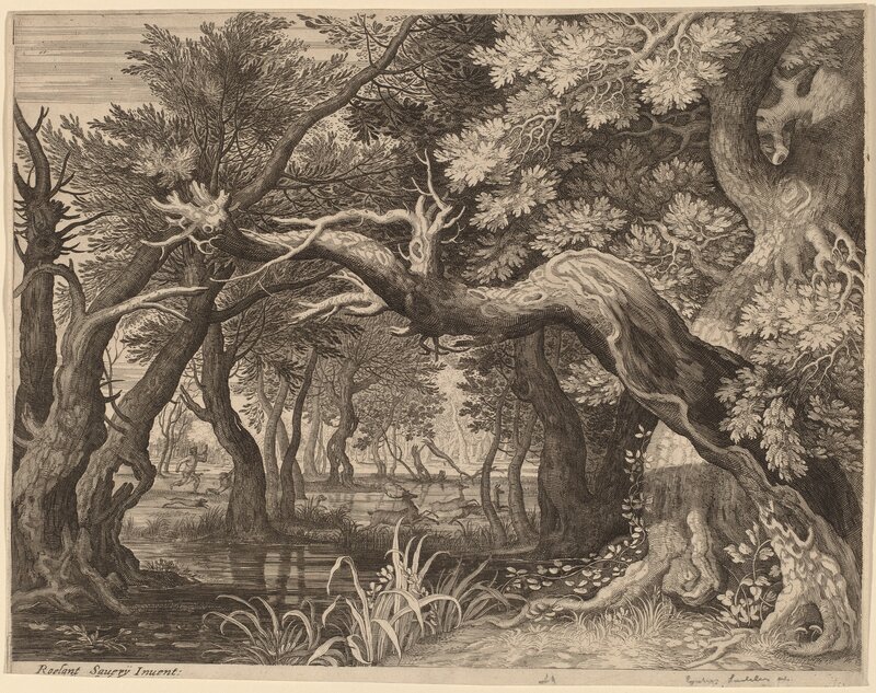 Aegidius Sadeler II, ‘Stag Hunt near a Pool’, Print, Engraving, National Gallery of Art, Washington, D.C.