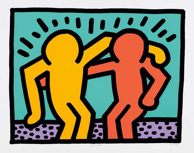 Keith Haring, ‘Best Buddies’, 1990, Print, Screenprint in colors, on wove paper, with full margins., Phillips