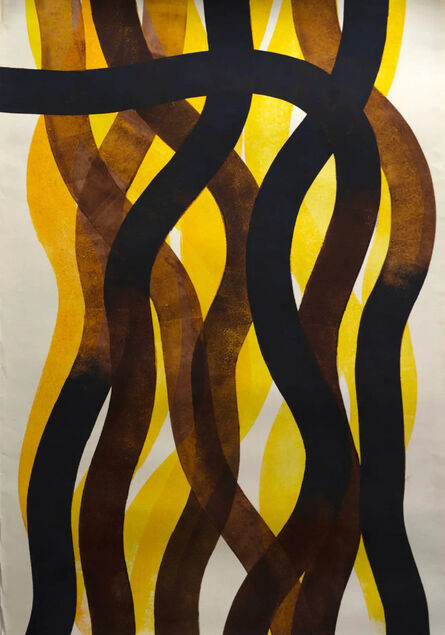 Doug Glovaski, ‘abstract, yellow, black, wavey, painting’, 2010
