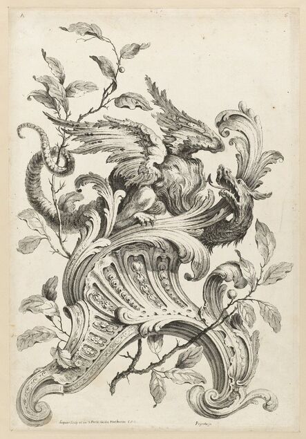 Alexis Peyrotte, ‘Winged Griffon on a Rocaille Bracket, from Premiere Partie Diverse Ornements’, 1745
