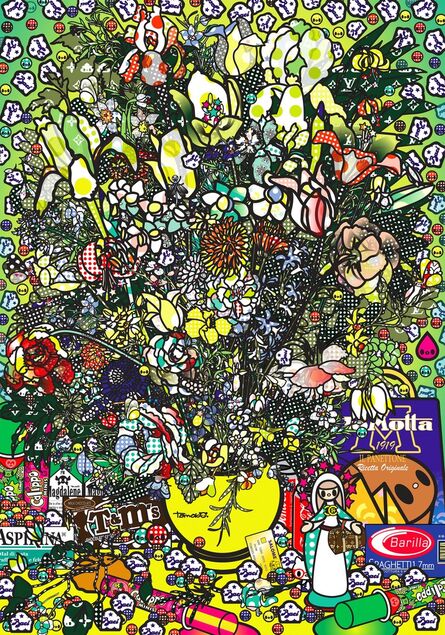 Tomoko Nagao, ‘Flowers 2 after Jan Brueghel elder with Aspirina, Barilla, Baci, Calippo, Cola, Louis Vuitton, Motta, Tm, Visa and Maddonna’, 2018