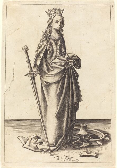 Israhel van Meckenem, ‘Saint Catherine’, ca. 1480/1490