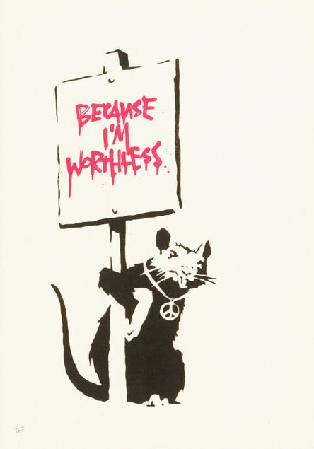 Banksy, ‘Because I'm Worthless (Red) - Unsigned’, 2004