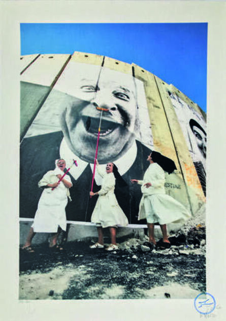 JR, ‘28 Millimètres, Face 2 Face, Nuns in action, separation wall, security fence, Palestinian side, Bethlehem’, 2007
