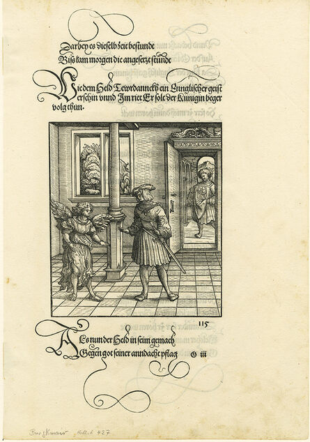 Hans Burgkmair I, ‘An angel counselling Theuerdank’, 1517