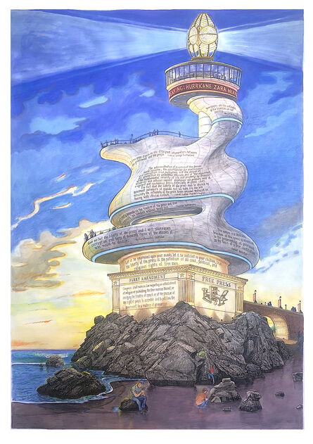 Sandow Birk, ‘Low Tide at the Monument to the Free Press’, 2020