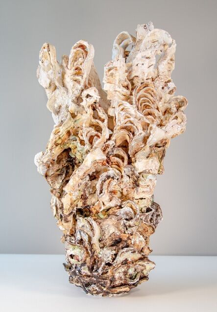 Susan Collett, ‘Laurel Pair 1 - hand sculpted, cream, coral, dynamic, earthenware, ceramic’, 2013