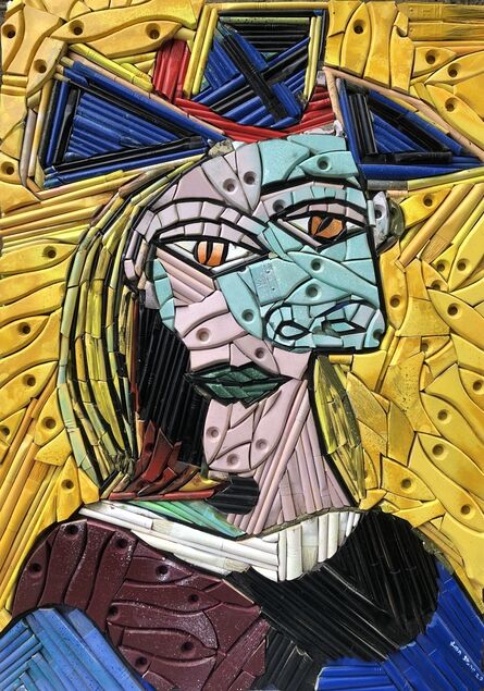 Finn Stone, ‘Head of a Woman with blue hat red Ribbon, (Picasso Tribute 1939)’, 2020