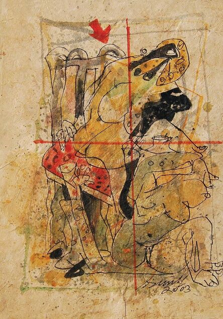 Sunil Das, ‘Colour Based Drawings IV, Watercolour, Pen & Ink on Handmade Paper by Artist Sunil Das "In Stock"’, 2003