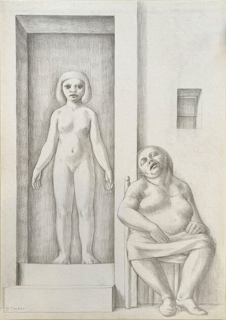 George Tooker, ‘Two Women, Erotic Nude Woman - Lesbian Dream - Existential Magic Realism ’, 1950-1955