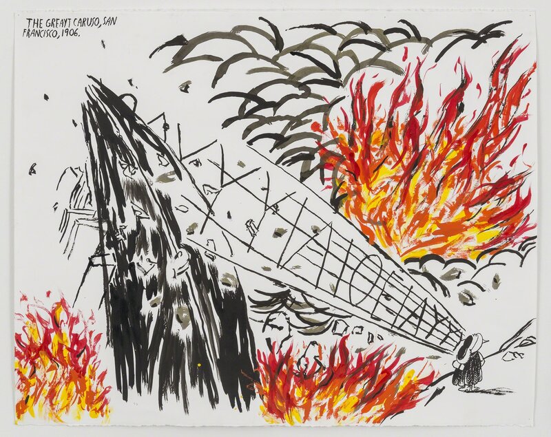 Raymond Pettibon, ‘No Title (The great Caruso)’, 2015, Drawing, Collage or other Work on Paper, Acrylic, gouache, pen and ink on paper, Regen Projects