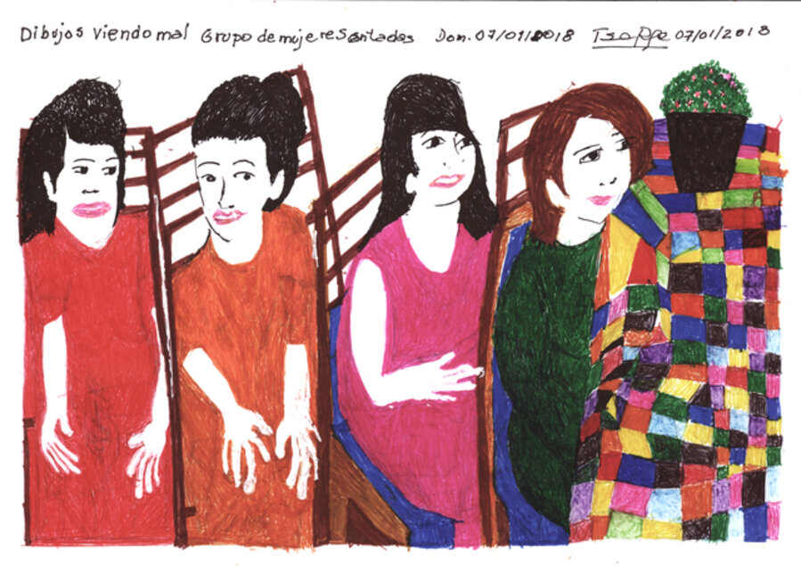 Dibujos viendo mal - Grupo de mujeres sentadas - Dom. 07/01/2018