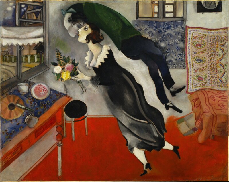 Marc Chagall, ‘Birthday (L'anniversaire)’, 1915, Painting, Oil on cardboard, Guggenheim Museum Bilbao