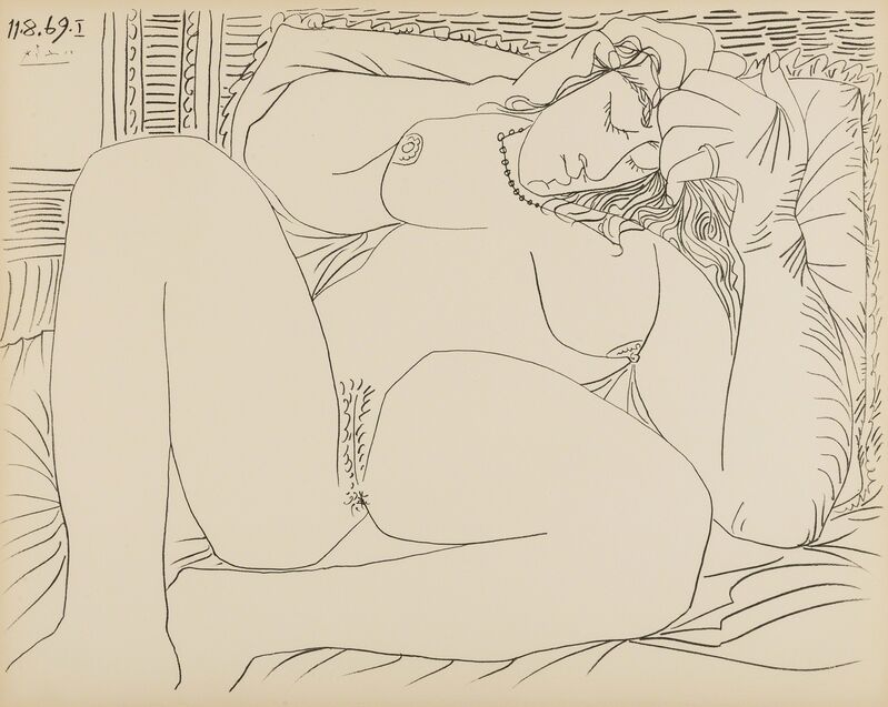 Pablo Picasso, ‘Femme Nue, nos. 11.8.69, nos. I & VI’, 1969, Print, Two lithgraphs, Forum Auctions