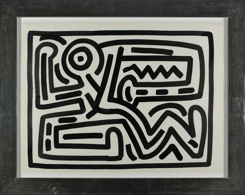 Keith Haring, ‘Untitled, 1988 (Growing #6, dancing man)’, 1988, Painting, Sumi ink on paper, signed and dated 'MAY 14 1988' on the reverse, Martin Lawrence Galleries