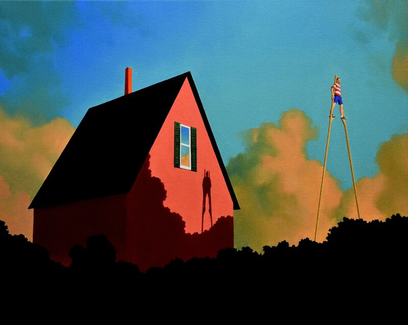 Rob Browning, ‘Stilts and Pink House’, 2019, Painting, Oil on Canvas, ARCADIA CONTEMPORARY