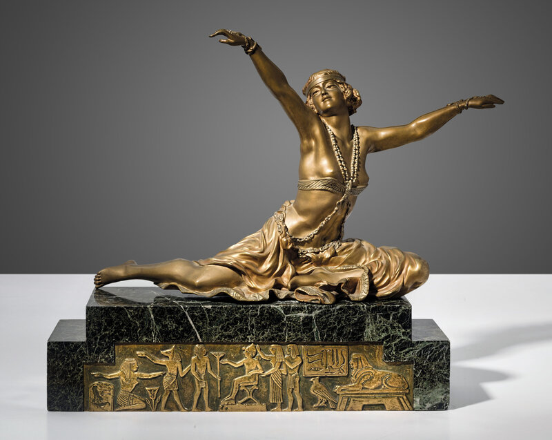 Claire-Jeanne-Roberte Colinet, ‘'Theban Dancer'’, circa 1925, Design/Decorative Art, Marble, gilt and cold-painted bronze, Christie's